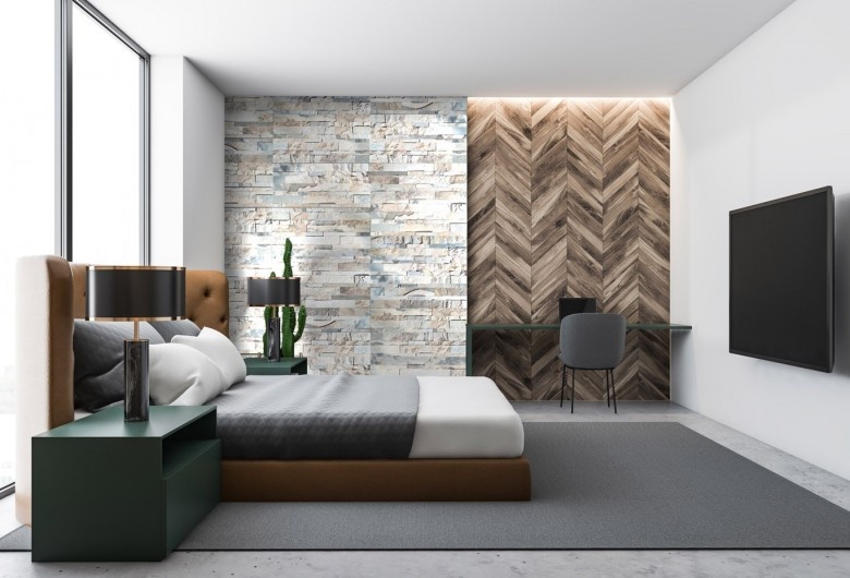 Parements auto-adhésifs gris STN483 – Pierre naturelle 15x60 cm – Boîte de 10