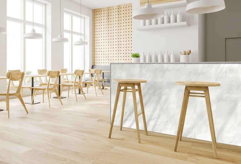 Revêtement adhésif marbre blanc veiné pour intérieur - MAR B02