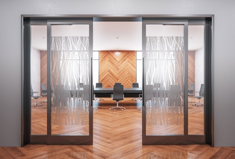 Film décoratif verre avec courbes transparentes pour vitrage design – INT 512